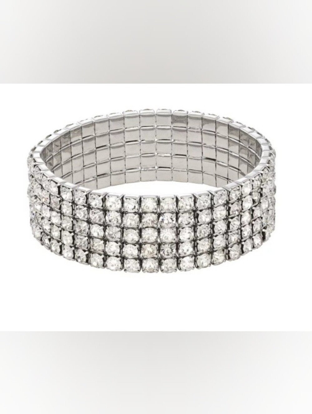 Simply Vera Vera Wang Silver Tone Simulated Crystal Wide Stretch Bracelet